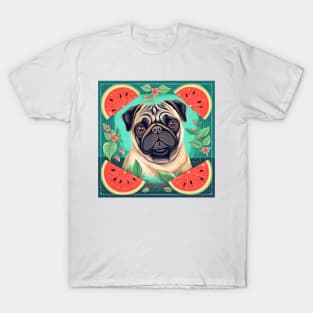 Cute Pug Dog Watermelon All Over Tote Bag T-Shirt